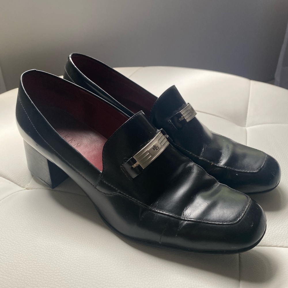 Vintage Ralph Lauren Black Heeled Loafers